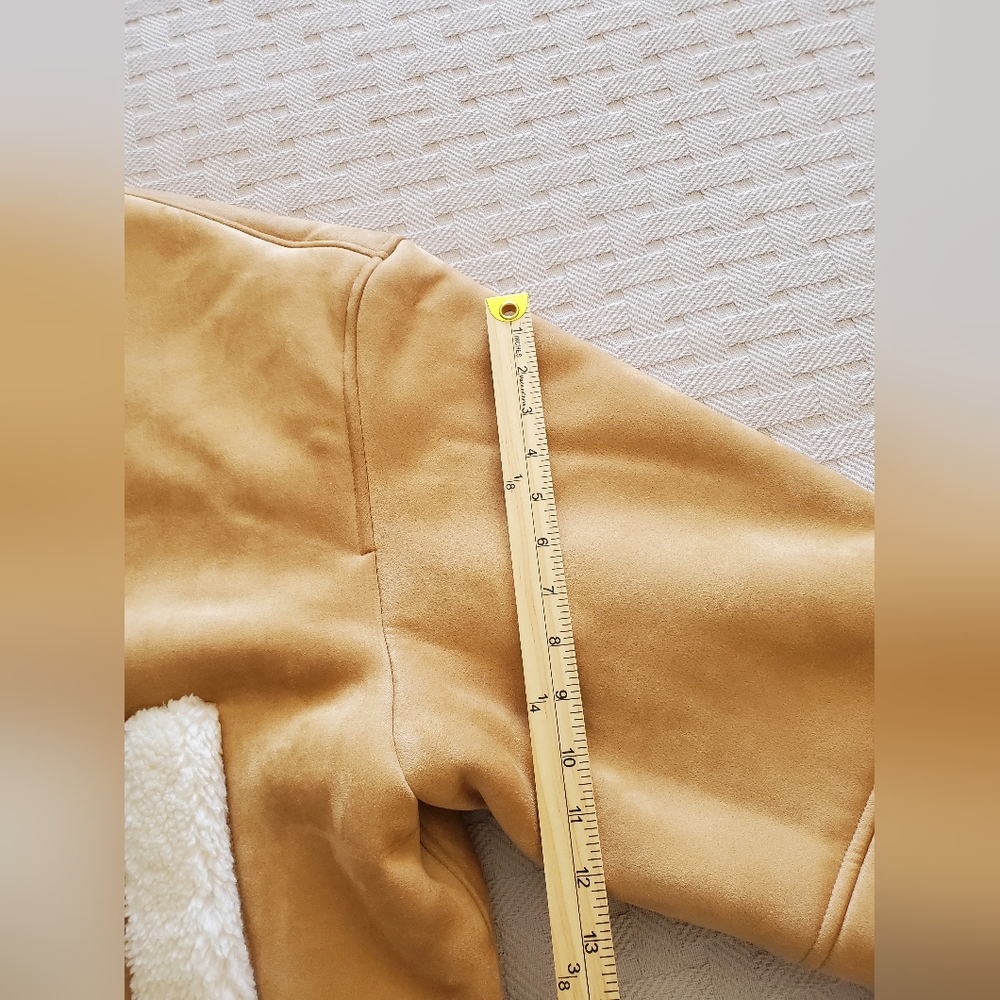 Gap Women's XXL Tall Vegan Suede Sherpa-Trim Jacket Brannan Brown NWT - Picture 12 of 15